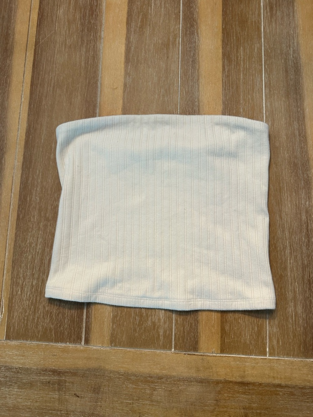 American Eagle Outfitters Cream Ribbed Strapless Top